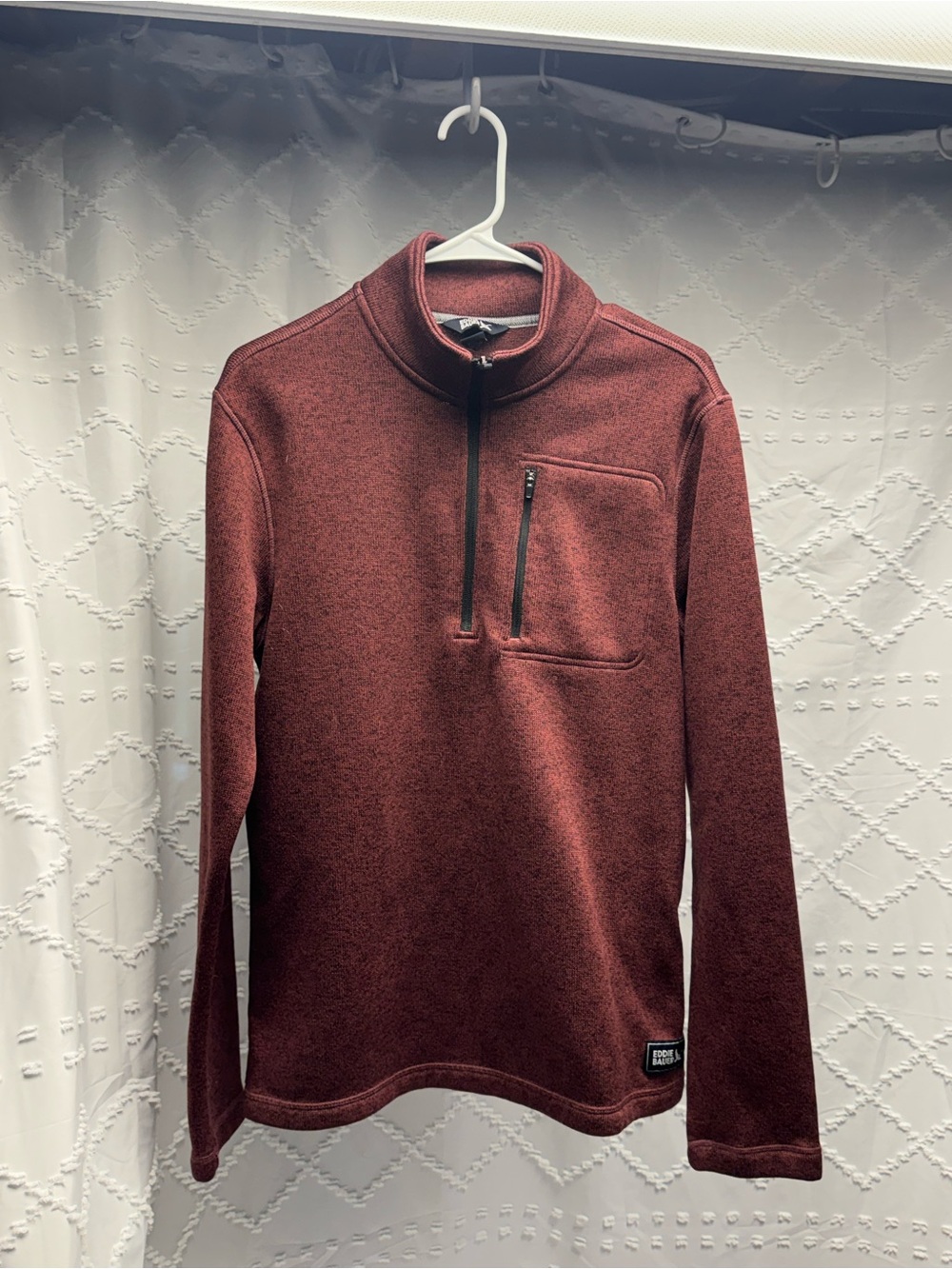 Eddie Bauer Men's 1/4 Zip Pullover, Merlot, M